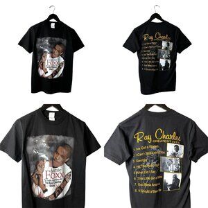 Ray Charles Jamie Foxx Movie T Shirt Vintage Y2K Tee Adult Black Extra Small XS